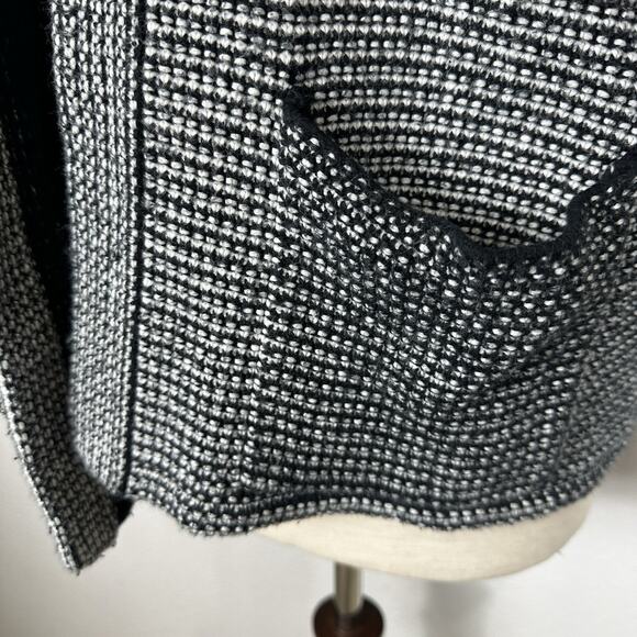Madewell Cardigan Women Medium Black White Knit Tweed Open Front Cocoon Classic - Picture 6 of 13